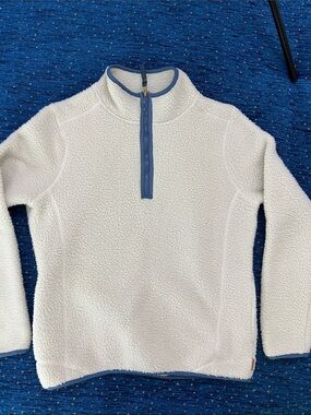 Avalanche Cream Sherpa Half-Zip with Blue Trim size L